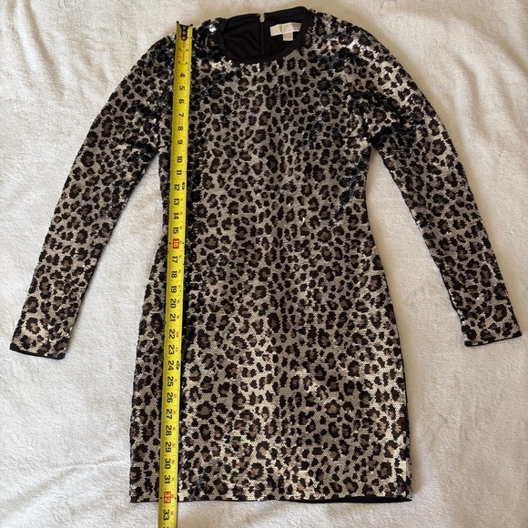 Michael Kors XS black & silver sequin Leopard long sleeve Dress - new with tags - Picture 8 of 10